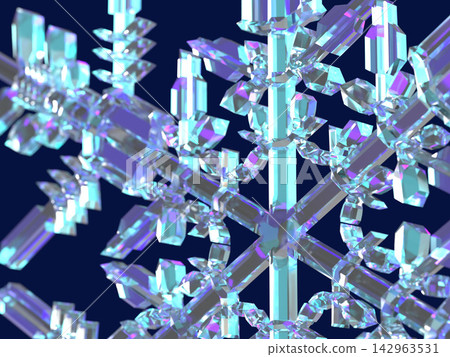 A 3D illustration background featuring a snowflake pattern, evoking the image of winter. 142963531