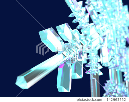 A 3D illustration background featuring a snowflake pattern, evoking the image of winter. 142963532