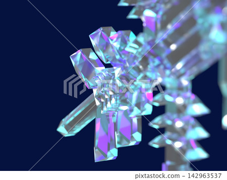 A 3D illustration background featuring a snowflake pattern, evoking the image of winter. 142963537