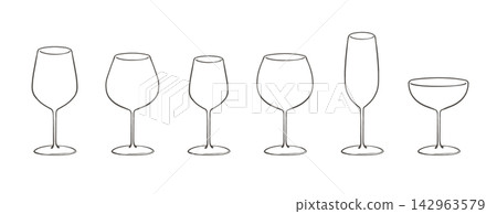 酒杯類型的插圖集 酒杯類型的插圖集 142963579