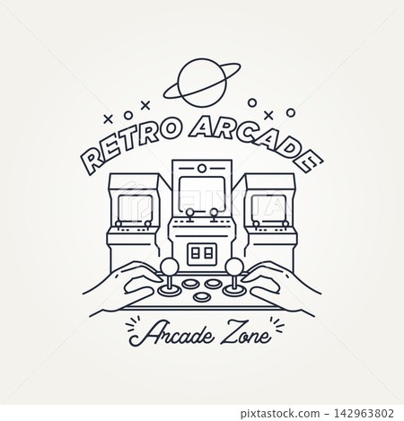 arcade game machine line art icon logo vector illustration design. simple modern retro arcade gaming zone logo concept arcade game machine line art icon logo vector illustration design. simple modern retro arcade gaming zone logo concept 142963802