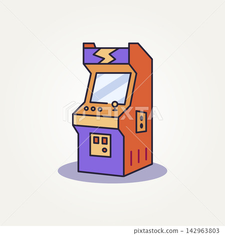 arcade game machine line art flat icon vector illustration design. simple modern 8 bit retro style game machines logo concept arcade game machine line art flat icon vector illustration design. simple modern 8 bit retro style game machines logo concept 142963803