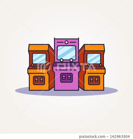 retro arcade game machine line art flat icon vector illustration design retro arcade game machine line art flat icon vector illustration design 142963804
