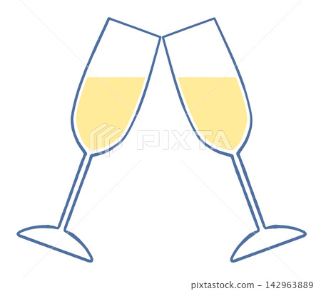 An illustration of toasting with champagne (using flute-shaped wine glasses). An illustration of toasting with champagne (using flute-shaped wine glasses). 142963889