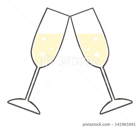 An illustration of toasting with champagne (using flute-shaped wine glasses). An illustration of toasting with champagne (using flute-shaped wine glasses). 142963891