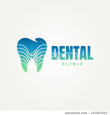 minimalist tooth dental clinic icon logo vector illustration design. simple modern dental care and dental hospital logo concept 142963893