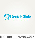 minimalist tooth dental clinic icon line art logo vector illustration design 142963897