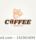 minimalist cafe logo with coffee and tone on it line art icon badge logo vector illustration design 142963899