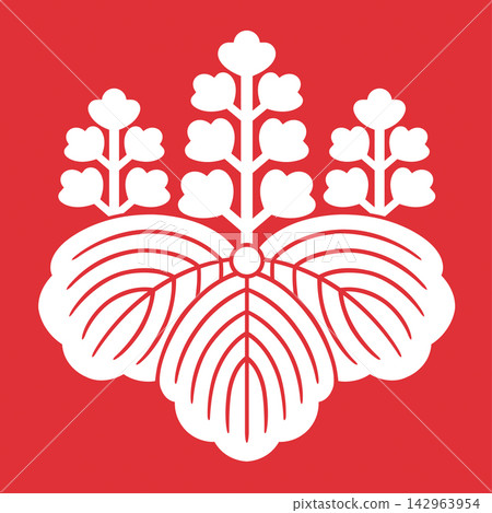 五七形桐屬家徽，白色輪廓，日式徽章 142963954