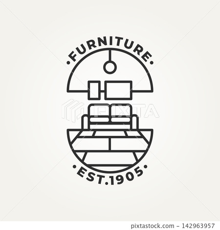 minimalist sofa furniture in living room line art badge icon logo vector illustration design. simple modern home interior decor emblem logo concept minimalist sofa furniture in living room line art badge icon logo vector illustration design. simple modern home interior decor emblem logo concept 142963957