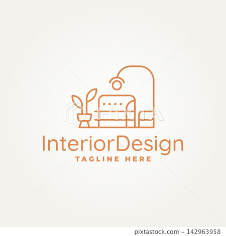 minimalist interior home design line art icon logo vector illustration design. simple modern furniture logo concept minimalist interior home design line art icon logo vector illustration design. simple modern furniture logo concept 142963958