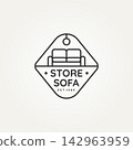 minimalist sofa furniture store line art badge icon logo vector illustration design. simple modern home interior decor emblem logo concept 142963959