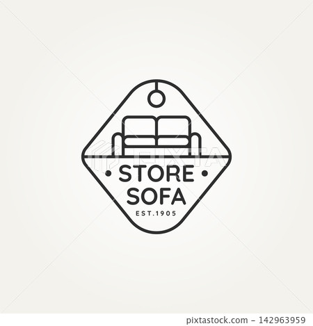 minimalist sofa furniture store line art badge icon logo vector illustration design. simple modern home interior decor emblem logo concept minimalist sofa furniture store line art badge icon logo vector illustration design. simple modern home interior decor emblem logo concept 142963959