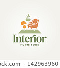 minimalist interior furniture home decor flat icon logo vector illustration design 142963960