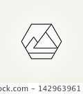 minimalist abstract mountain logo symbolizing development line art badge icon logo vector illustration design 142963961