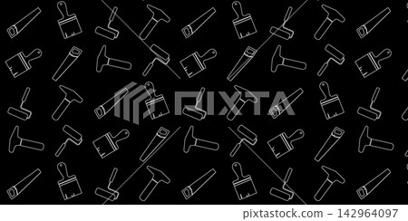 Handyman and construction tools pattern background in solid and line art style Handyman and construction tools pattern background in solid and line art style 142964097