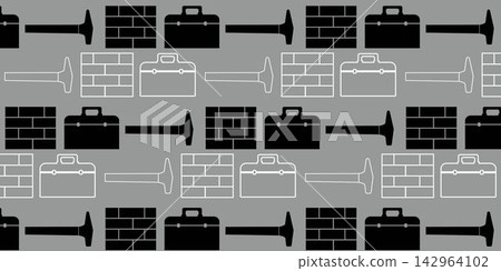 Handyman and construction tools pattern background in solid and line art style Handyman and construction tools pattern background in solid and line art style 142964102