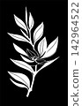 Simple white graphic drawing of magnoli flower against black background, logo 142964522