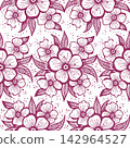 Seamless simple floral pattern with purple and white flowers, texture, design 142964527