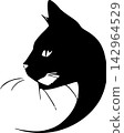 simple black graphic drawing of one cat, decorative element, logo 142964529