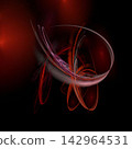 red abstract fractal pattern on black background, wallpaper, design 142964531