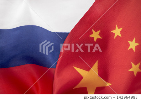 Flags of Russia and China. Concept of international relations. Flags of Russia and China. Concept of international relations. 142964985