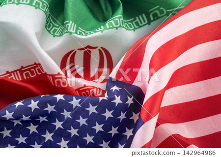 Flags of the United States and Iran. Concept of international relations Flags of the United States and Iran. Concept of international relations 142964986