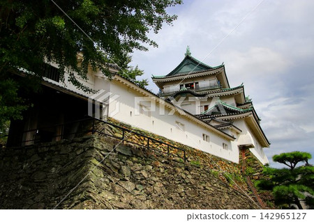 The historic hilltop castle of Wakayama Castle, one of Japan's three greatest interconnected castle towers... The historic hilltop castle of Wakayama Castle, one of Japan's three greatest interconnected castle towers... 142965127