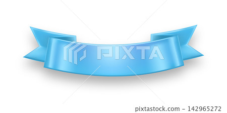 Blue satin ribbon on a white background. A shiny, empty template, a decorative element for the text. Blue satin ribbon on a white background. A shiny, empty template, a decorative element for the text. 142965272