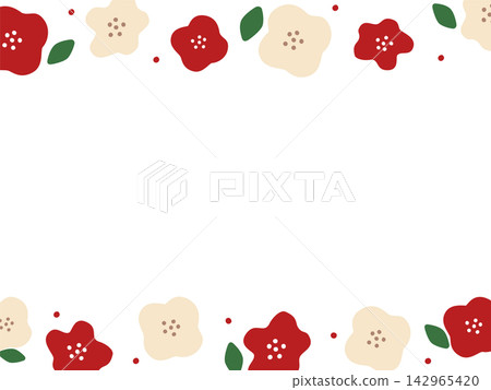 Camellia Scandinavian-style frame illustration material Camellia Scandinavian-style frame illustration material 142965420