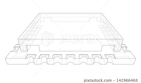 microchip outline illustration. Vector 142966468