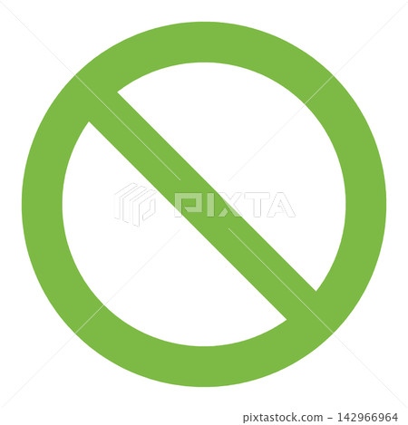 Simple green prohibition sign with a circle and diagonal lines, transparent background. Simple green prohibition sign with a circle and diagonal lines, transparent background. 142966964