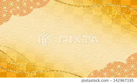 日式圖案,和紙,金色,16:9 日式圖案,和紙,金色,16:9 142967195
