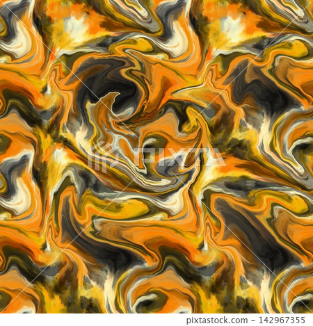 Hand-drawn seamless liquid gold marble swirl fluid pattern for modern luxury packaging wallpaper print Hand-drawn seamless liquid gold marble swirl fluid pattern for modern luxury packaging wallpaper print 142967355