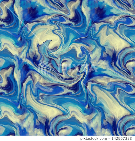 Hand-drawn seamless blue ocean marble fluid wave pattern for aquatic wallpaper backdrop stationery Hand-drawn seamless blue ocean marble fluid wave pattern for aquatic wallpaper backdrop stationery 142967358