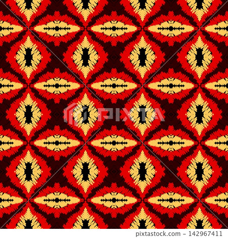 Hand-drawn seamless tribal ikat diamond pattern background for ethnic bohemian fabric home decor printI Hand-drawn seamless tribal ikat diamond pattern background for ethnic bohemian fabric home decor printI 142967411