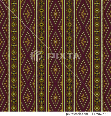 Hand-drawn ethnic geometric stripe seamless pattern for textile fabric print background cover Hand-drawn ethnic geometric stripe seamless pattern for textile fabric print background cover 142967458