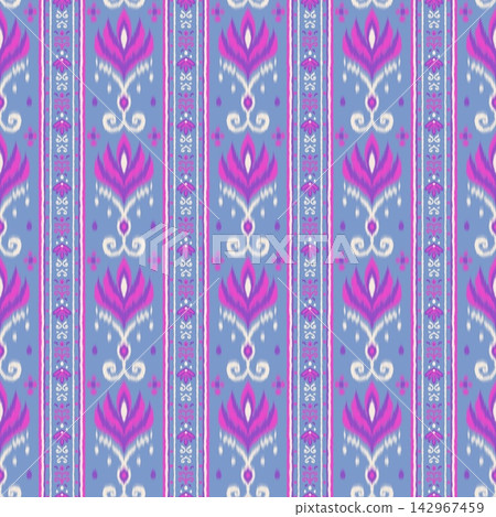 Hand-drawn Seamless Purple Traditional Stripe Pattern Background for Textile and Wallpaper Design 142967459