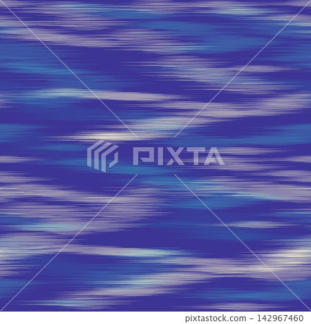 Hand-drawn blue abstract ikat seamless pattern for textile print, fashion clothing, and decor Hand-drawn blue abstract ikat seamless pattern for textile print, fashion clothing, and decor 142967460