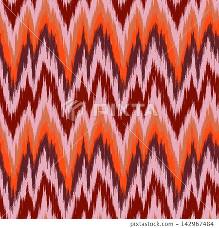 Hand-drawn Seamless Terracotta Chevron Ikat Pattern for Bohemian Textiles and Wallpaper Hand-drawn Seamless Terracotta Chevron Ikat Pattern for Bohemian Textiles and Wallpaper 142967484