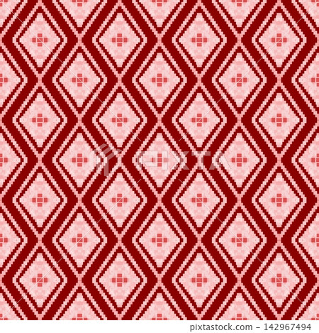 Hand-drawn red diamond geometric seamless pattern for textile wrapping wallpaper background Hand-drawn red diamond geometric seamless pattern for textile wrapping wallpaper background 142967494