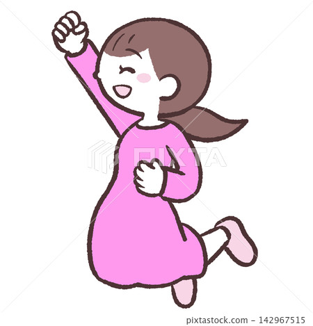 Illustration of a woman jumping from the side. Illustration of a woman jumping from the side. 142967515
