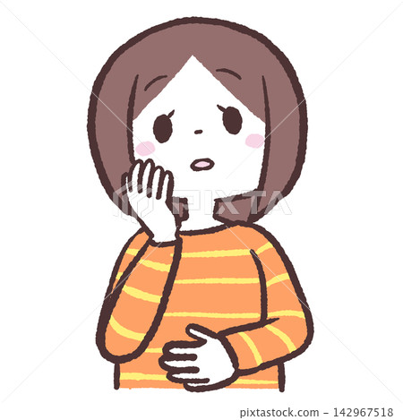 孕婦思考時的上半身插圖。 142967518