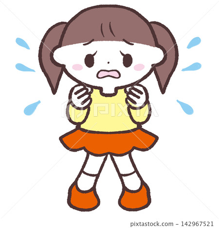 一位憂鬱女孩的正面插圖 一位憂鬱女孩的正面插圖 142967521