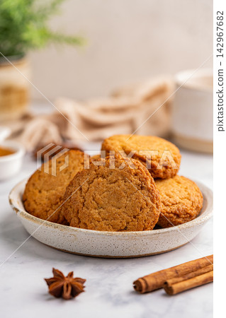 Homemade peanut or almond butter cookies 142967682