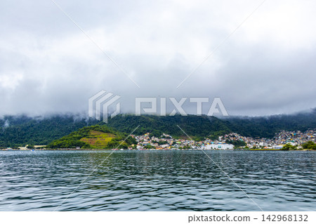 Rainy cloudy tropical coastal panorama of Angra dos Reis Brazil. Rainy cloudy tropical coastal panorama of Angra dos Reis Brazil. 142968132