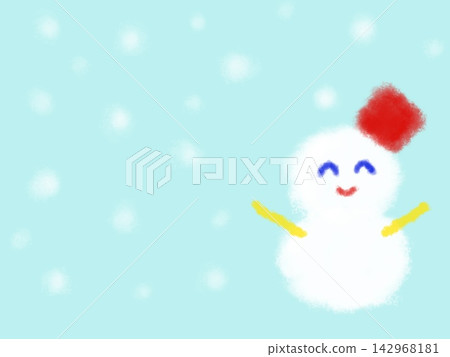 A smiling snowman and a snowy landscape A smiling snowman and a snowy landscape 142968181