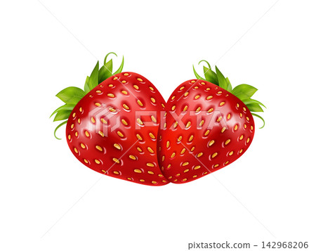 Strawberry Fresh fruit 3d realistic vector illustration 142968206
