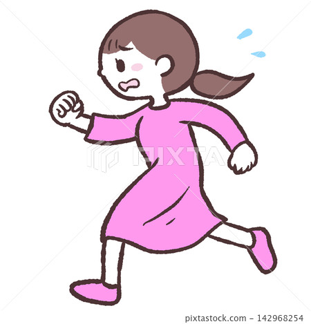 Side view illustration of a running woman Side view illustration of a running woman 142968254