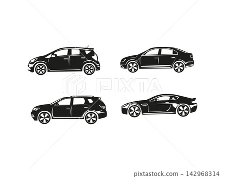 Silhouette of car white background. Car vehicle icons Silhouette of car white background. Car vehicle icons 142968314